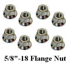 Zinc plated 5/8"-18 Flange Nuts. Common on 8k capacity and above Dexter dual wheel applications (8 Peice SET)